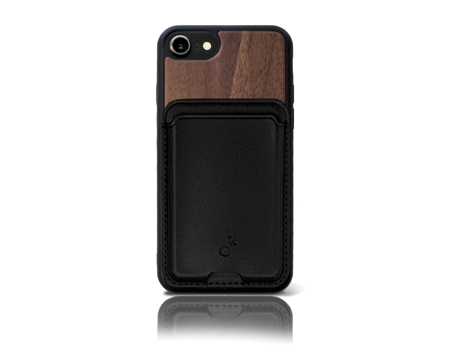 Étui portefeuille en noyer pour iPhone 7/8/SE 2e et 3e génération